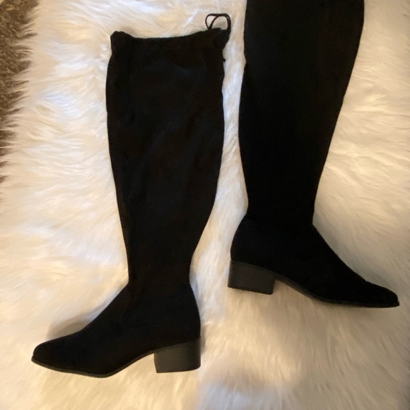 Hannah Shoe Dazzle Over The Knee Boots Women’s Size 10 Black Bottom Side Zip - Picture 5 of 13